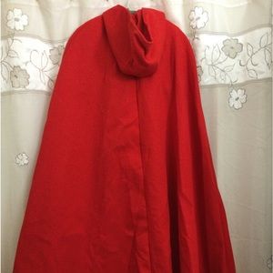 custom ordered cape with hood, with lining. red.  never worn.